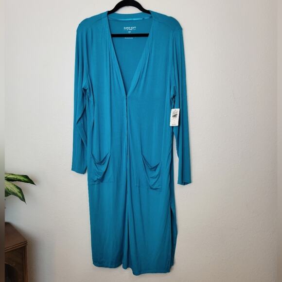 🚨NEW TORRID Blue Super Soft Knit Longline Snap Cardigan Sweater Size Large/12 - Picture 2 of 14